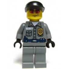 wc022 Police - Security Guard, Dark Bluish Gray Legs, Black Cap 